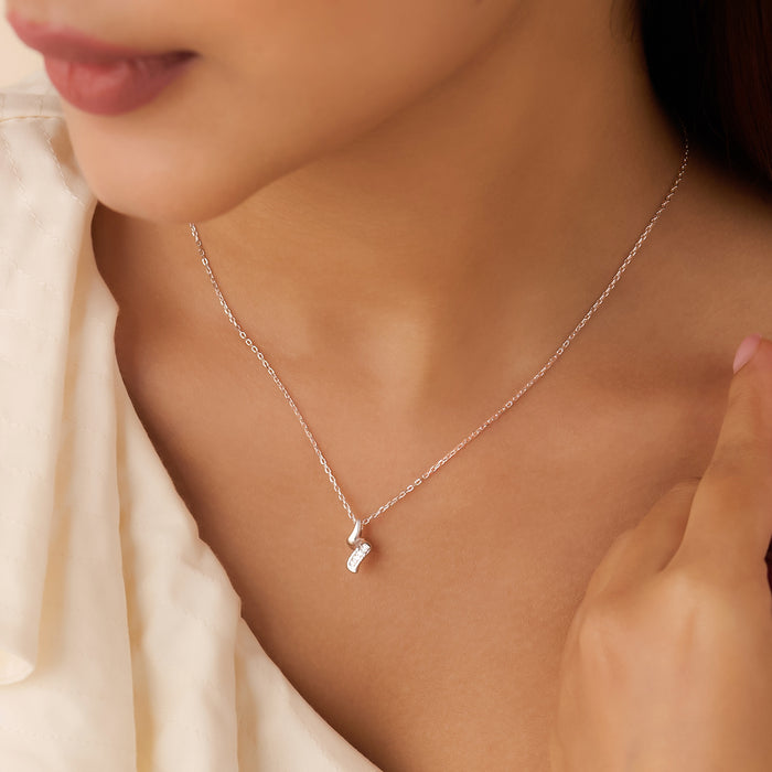 A Twist of Fate Rhodium Plated Necklace