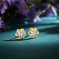 A Wish in Bloom Solitaire Gold Plated 925 Silver Stud Earrings