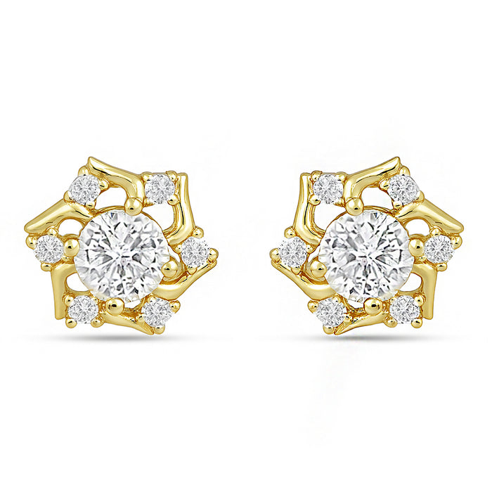 A Wish in Bloom Solitaire Gold Plated 925 Silver Stud Earrings