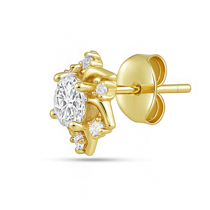 A Wish in Bloom Solitaire Gold Plated 925 Silver Stud Earrings