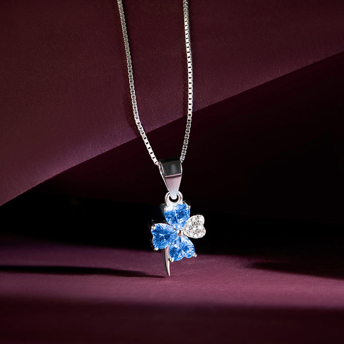 A Wish on Blue Sky Rhodium Plated 925 Silver Necklace