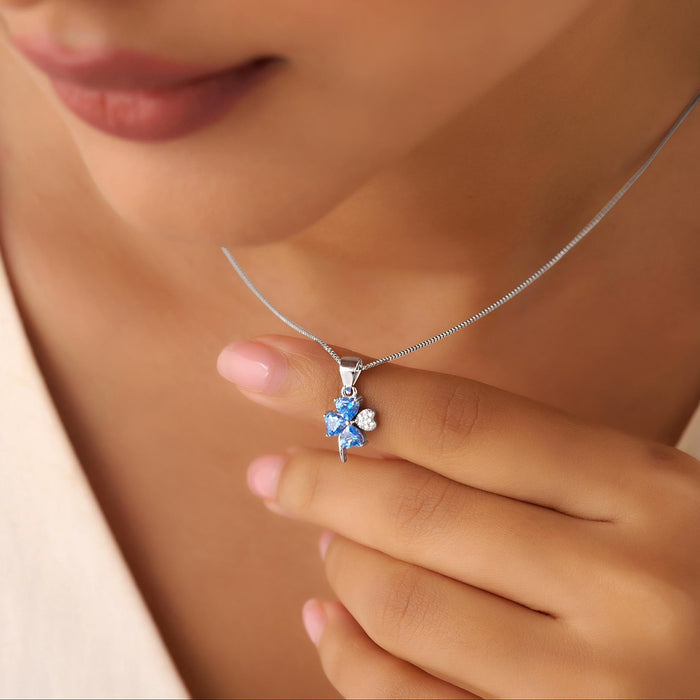 A Wish on Blue Sky Rhodium Plated 925 Silver Necklace