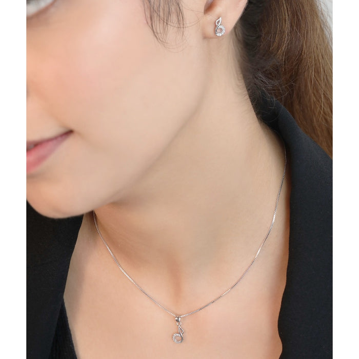 Abstract Allure Rhodium-Plated CZ 925 Sterling Silver Jewelry Set