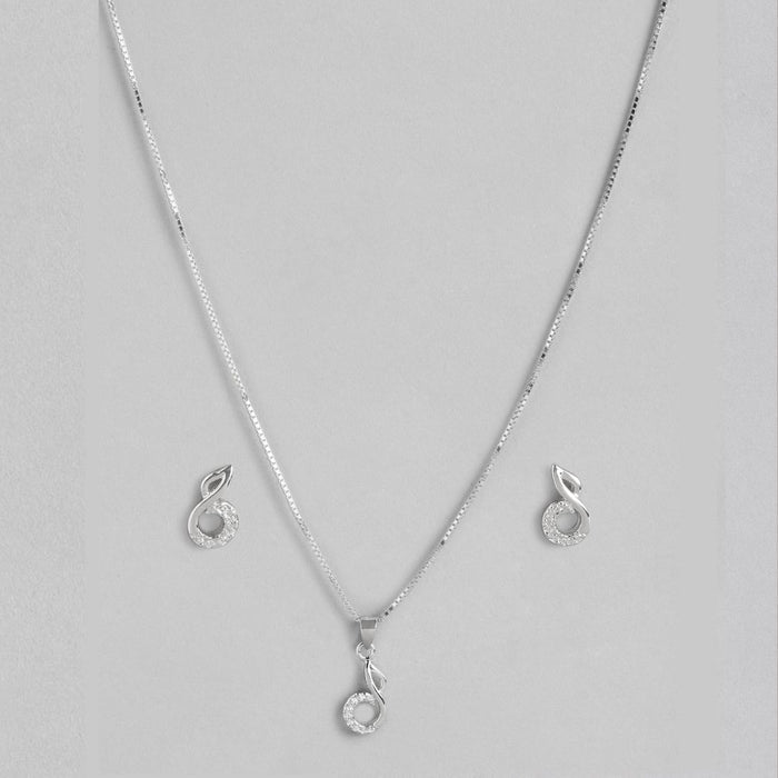 Abstract Allure Rhodium-Plated CZ 925 Sterling Silver Jewelry Set