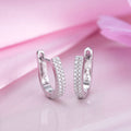 Abstract Beauty Rhodium Plated 925 Sterling Silver Hoop Earrings