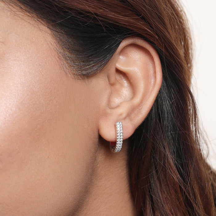 Abstract Beauty Rhodium Plated 925 Sterling Silver Hoop Earrings