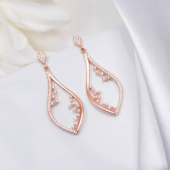 Abstract Beauty Rose Gold Plated 925 Sterling Silver Stud Earrings