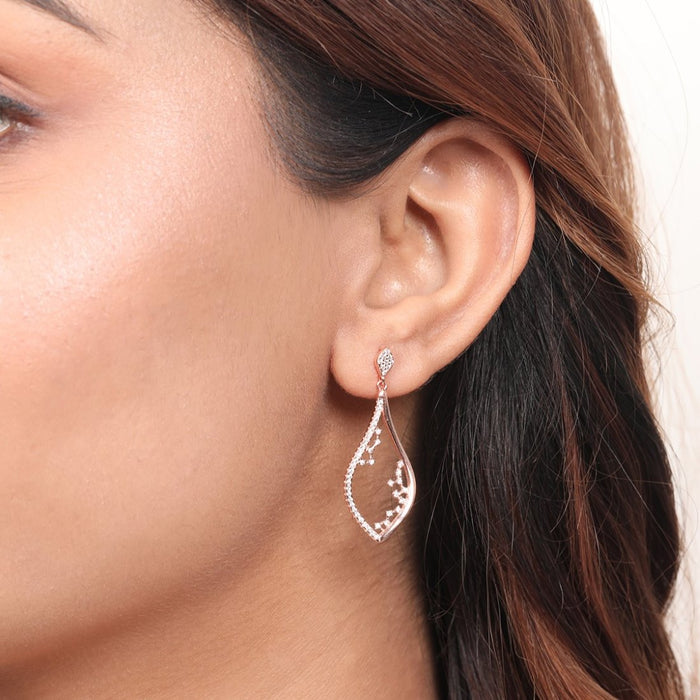 Abstract Beauty Rose Gold Plated 925 Sterling Silver Stud Earrings