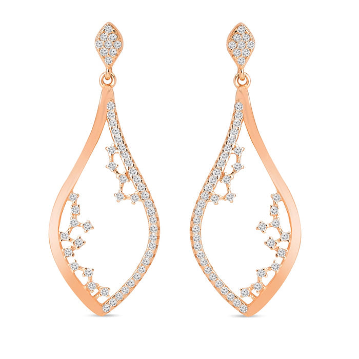 Abstract Beauty Rose Gold Plated 925 Sterling Silver Stud Earrings