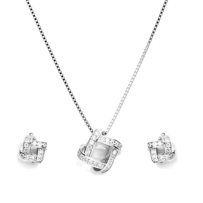 Abstract Brilliance Rhodium-Plated 925 Sterling Silver Jewelry Set