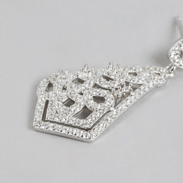 Abstract CZ Elegance Rhodium-Plated 925 Sterling Silver Earrings