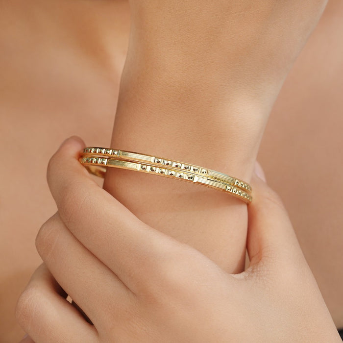 Abstract Elegance Gold Plated 925 Sterling Silver Bangles