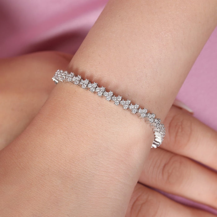Abstract Elegance Rhodium Plated 925 Sterling Silver Bracelet