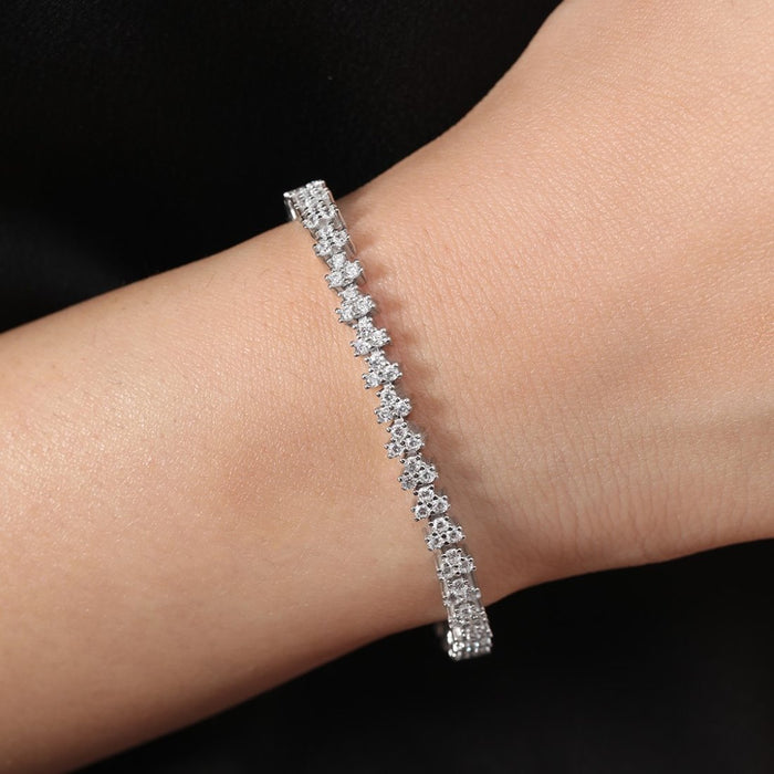 Abstract Elegance Rhodium Plated 925 Sterling Silver Bracelet