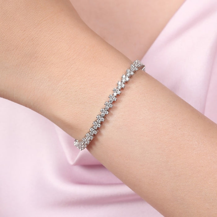 Abstract Elegance Rhodium Plated 925 Sterling Silver Bracelet
