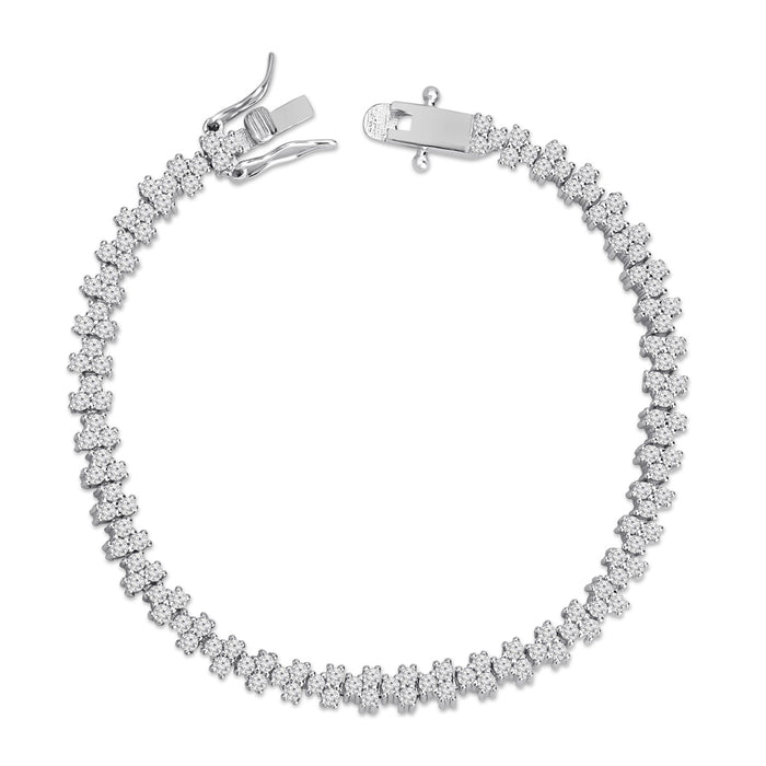 Abstract Elegance Rhodium Plated 925 Sterling Silver Bracelet
