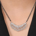 Abstract Elegance Rhodium Plated 925 Sterling Silver Mangalsutra Pendent