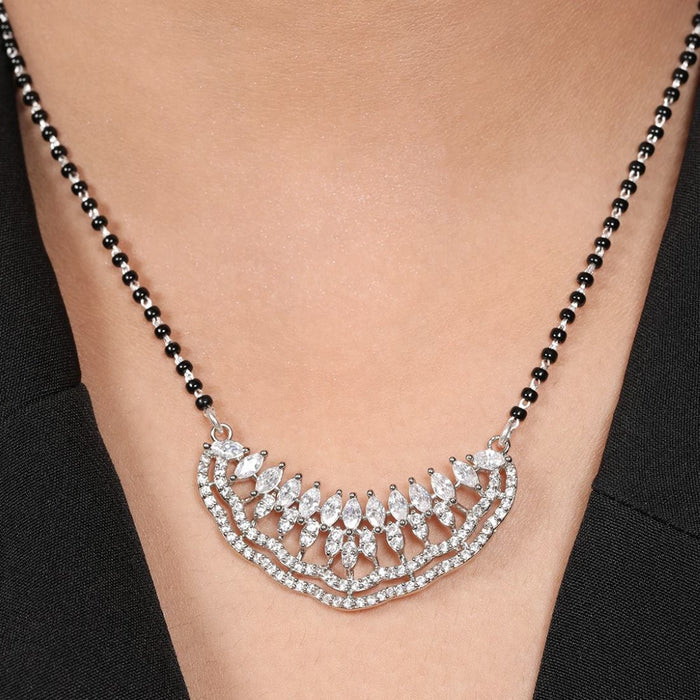 Abstract Elegance Rhodium Plated 925 Sterling Silver Mangalsutra Pendent