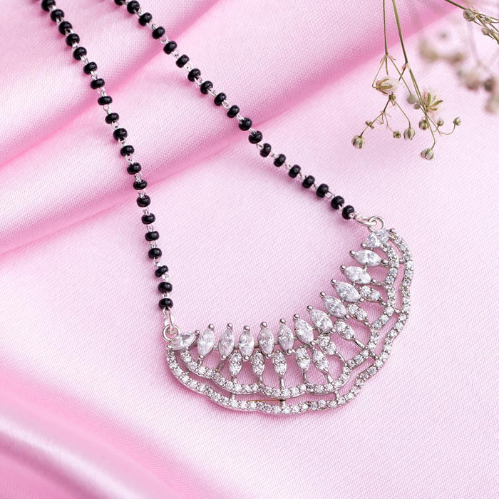 Abstract Elegance Rhodium Plated 925 Sterling Silver Mangalsutra Pendent