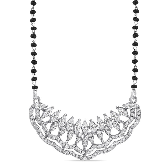 Abstract Elegance Rhodium Plated 925 Sterling Silver Mangalsutra Pendent