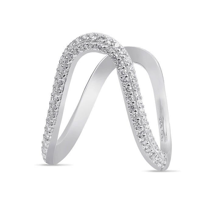 Abstract Elegance Rhodium Plated 925 Sterling Silver Vanki Ring