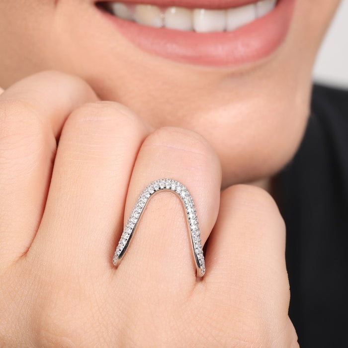 Abstract Elegance Rhodium Plated 925 Sterling Silver Vanki Ring