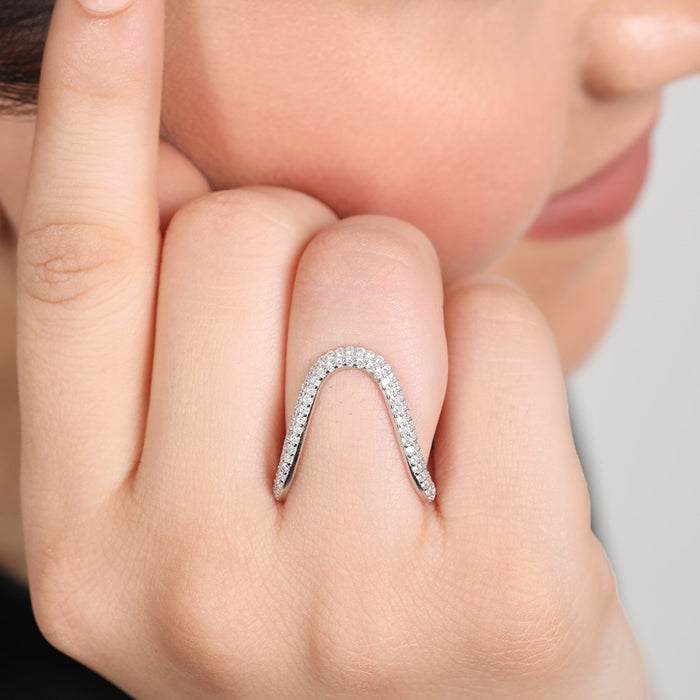 Abstract Elegance Rhodium Plated 925 Sterling Silver Vanki Ring