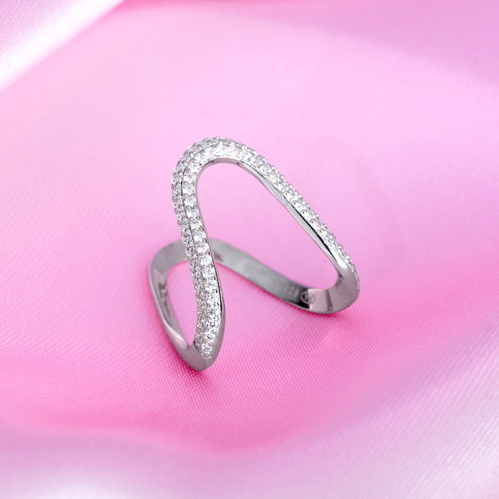 Abstract Elegance Rhodium Plated 925 Sterling Silver Vanki Ring