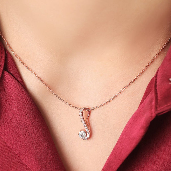 Abstract Elegance Rose Gold-Plated 925 Sterling Silver Necklace