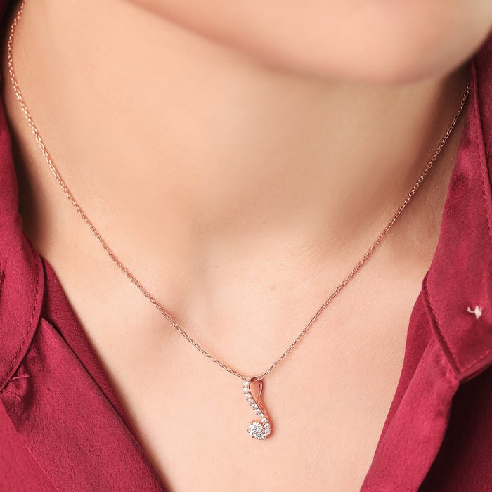 Abstract Elegance Rose Gold-Plated 925 Sterling Silver Necklace