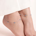 Abstract Floral Rhodium Plated 925 Sterling Silver Anklet