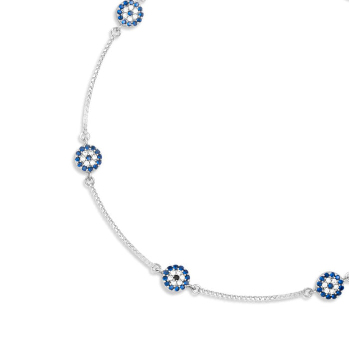 Abstract Floral Rhodium Plated 925 Sterling Silver Anklet