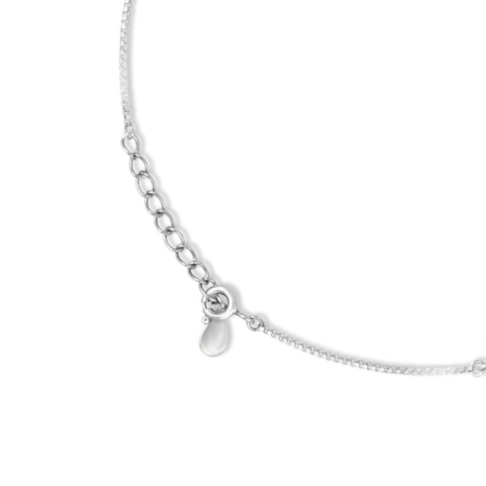 Abstract Floral Rhodium Plated 925 Sterling Silver Anklet