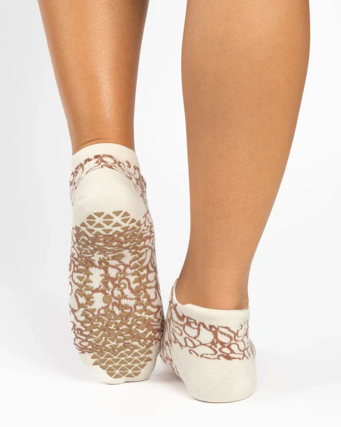 Abstract Full Foot Grip Sock Rose Gold