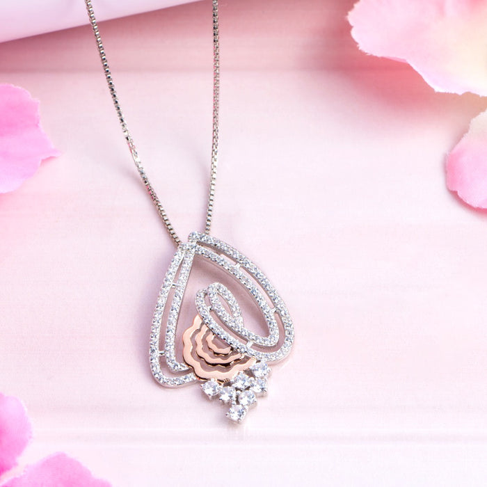 Abstract Fusion Brilliance CZ Dual Tone-Plated 925 Sterling Silver Necklace