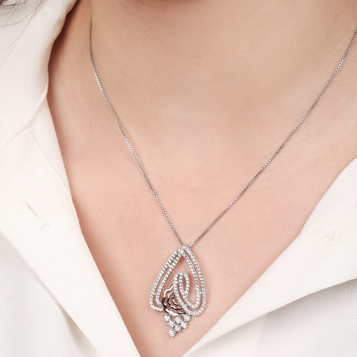 Abstract Fusion Brilliance CZ Dual Tone-Plated 925 Sterling Silver Necklace