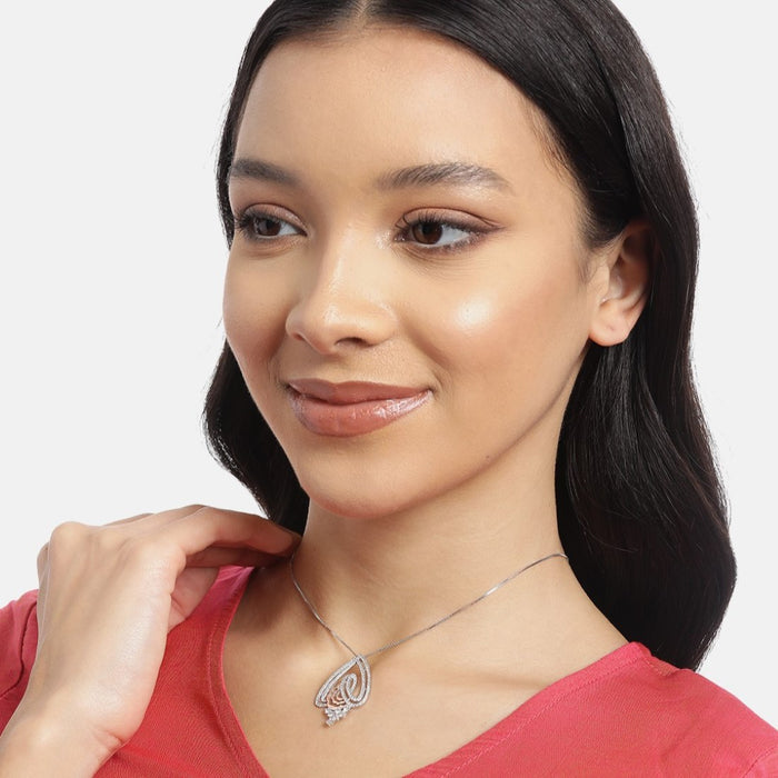 Abstract Fusion Brilliance CZ Dual Tone-Plated 925 Sterling Silver Necklace