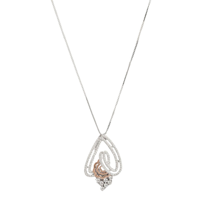 Abstract Fusion Brilliance CZ Dual Tone-Plated 925 Sterling Silver Necklace