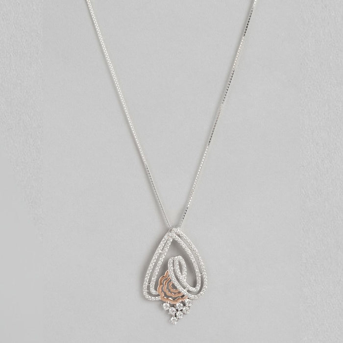 Abstract Fusion Brilliance CZ Dual Tone-Plated 925 Sterling Silver Necklace