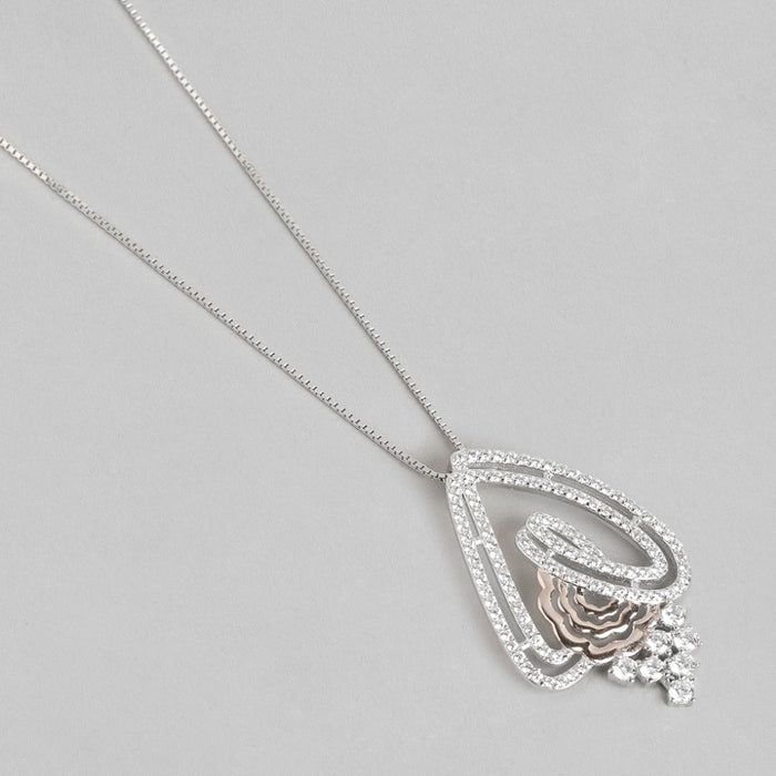 Abstract Fusion Brilliance CZ Dual Tone-Plated 925 Sterling Silver Necklace