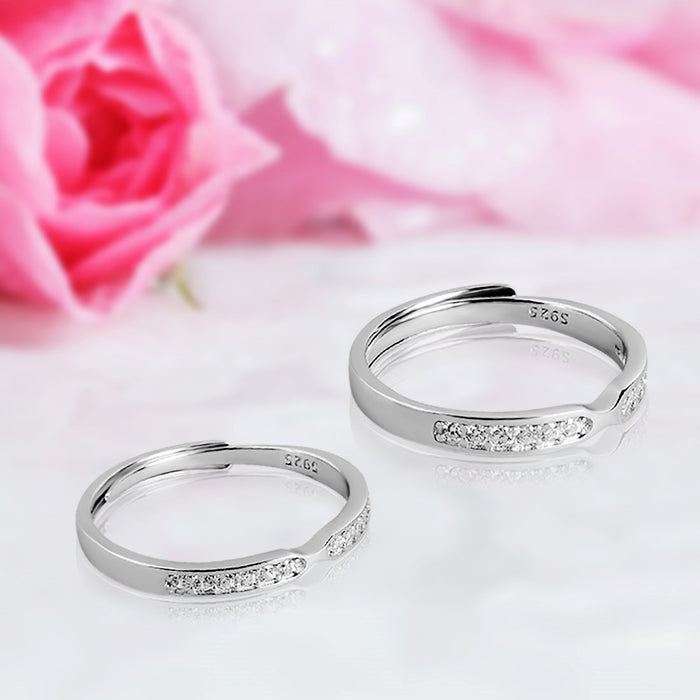 Abstract Radiance Fusion Rhodium 925 Sterling Silver Combo Ring (Adjustable)