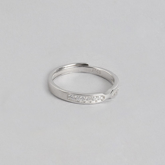 Abstract Radiance Fusion Rhodium 925 Sterling Silver Combo Ring (Adjustable)
