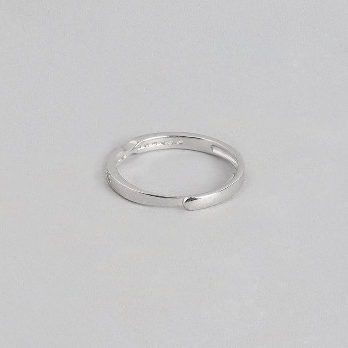 Abstract Radiance Fusion Rhodium 925 Sterling Silver Combo Ring (Adjustable)