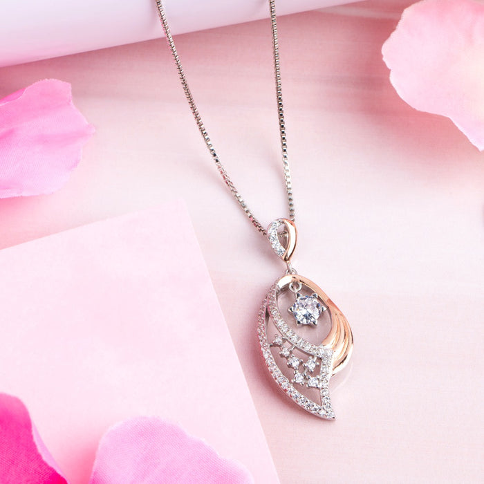 Abstract Radiance Fusion Rhodium Rose Gold-Plated 925 Sterling Silver Necklace