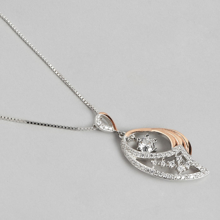 Abstract Radiance Fusion Rhodium Rose Gold-Plated 925 Sterling Silver Necklace