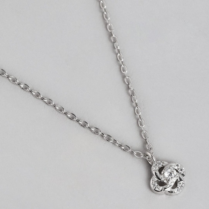 Abstract Radiance Rhodium-Plated Cubic Zirconia Sterling Silver Necklace