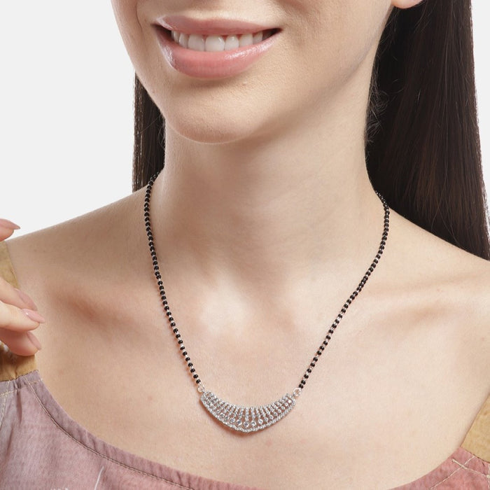 Abstract Radiance Rhodium-Plated CZ 925 Sterling Silver Mangalsutra