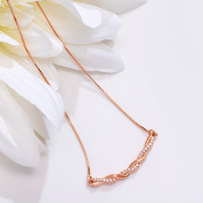 Abstract Radiance Rose Gold Plated 925 Sterling Silver Necklace
