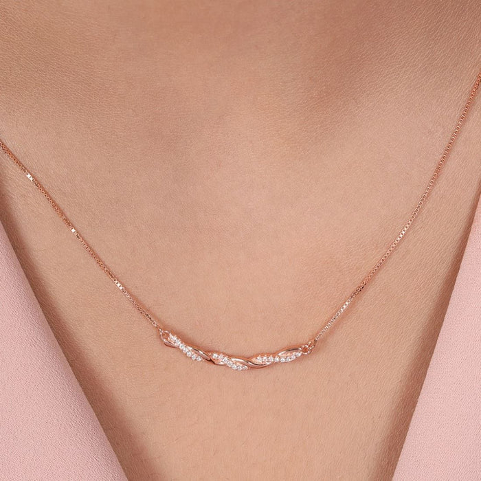 Abstract Radiance Rose Gold Plated 925 Sterling Silver Necklace