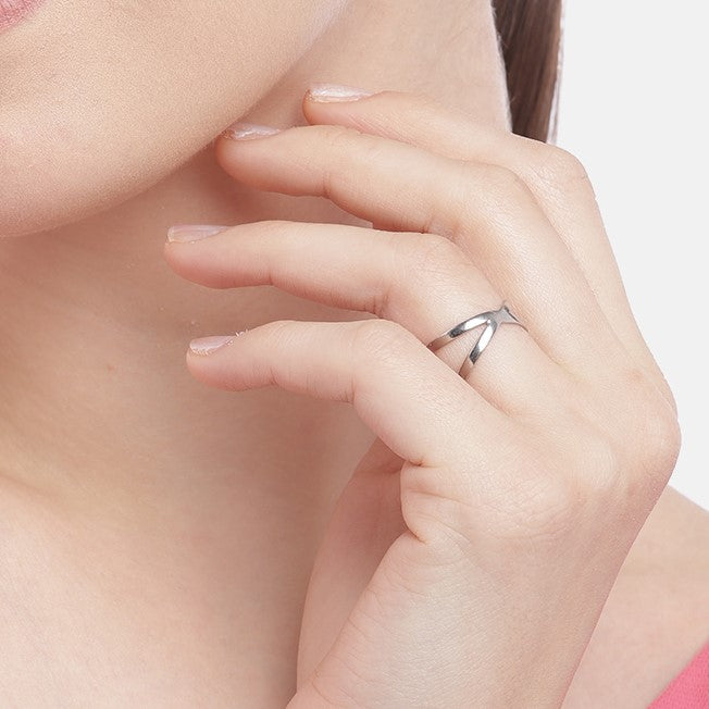 Abstract Rhodium Plated 925 Sterling Silver Ring for Her (Adjustable)